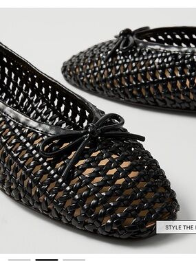 NIB Ann Taylor Woven Bow Ballet Flat - Black
